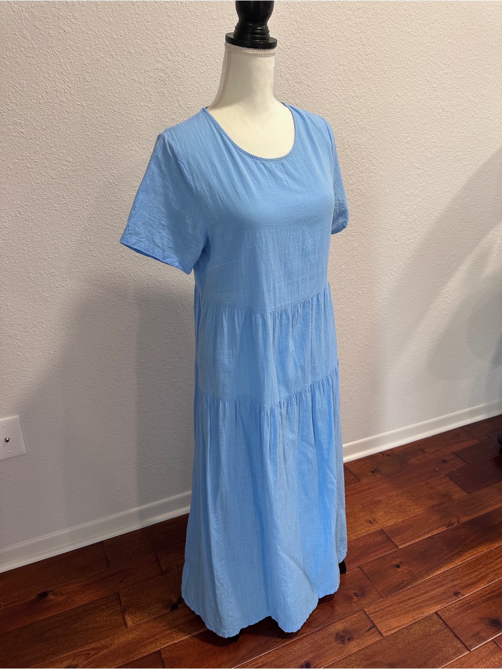 Amazon Light Blue Short Sleeve Tiered Maxi Dress